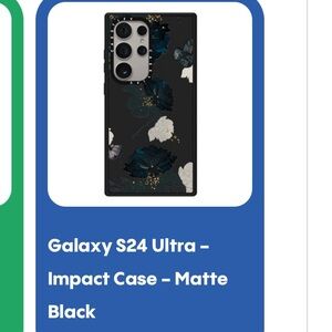 Casetify Galaxy S24 Ultra Case - Black with Blue and White Floral Design